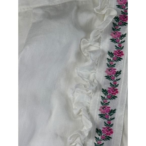 Seidensticker White Floral Embroidered Lace Trim Blouse Top Size 38 Vintage - Picture 8 of 16